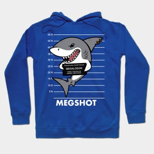 Funny Cute Mean Prehistoric Predator Shark Megalodon Summer Mugshot Cartoon Hoodie